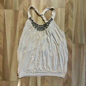 Embellished braided racerback top